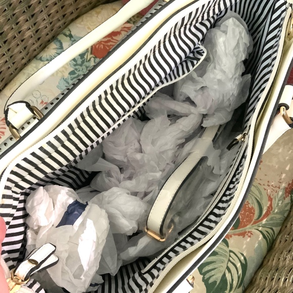 STUNNING WHITE/SILVER HANDBAG Designer Inspired SHOULDER BAG/TOTE❤️NEW W/TAG - Picture 10 of 16